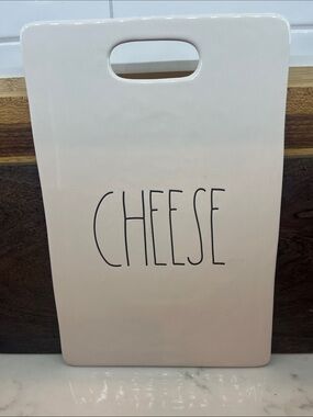 Rae Dunn Ceramic white "CHEESE" Cutting/Serving Board